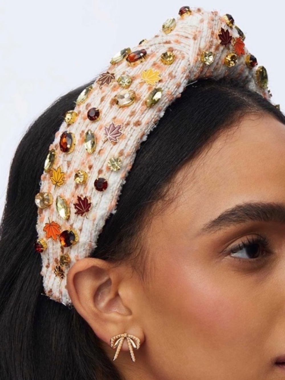 Lele Sadoughi Autumn Boucle Falling Leaves Crystal Knotted Headband Rare